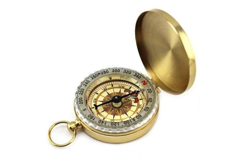 Deluxe Outdoor Compass Keychain For Hiking Camping Gold - Standard