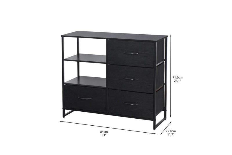 Ovela 4 Drawer Storage Chest With Shelf - Nordic Black