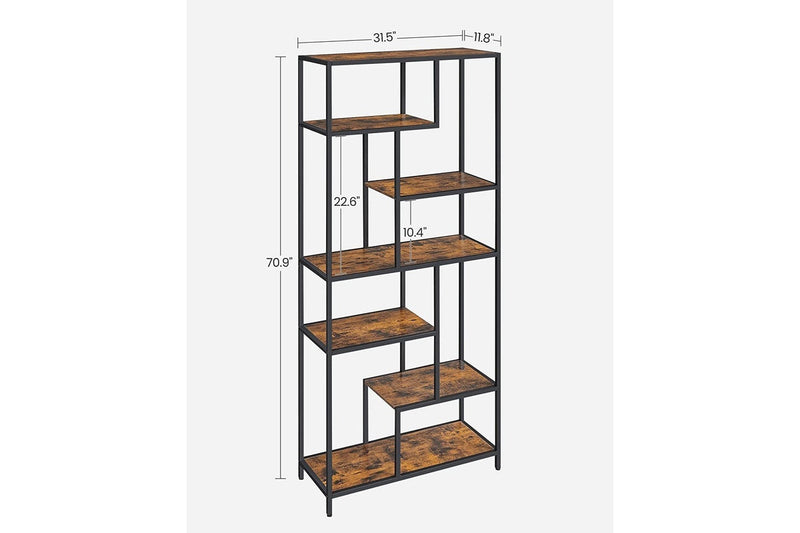 VASAGLE 6-Tier Bookshelf - Rustic Brown