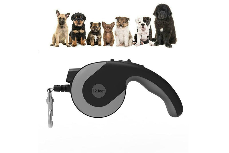 Retractable Lightweight LED Pet Leash - Medium/Large Dogs (Black)