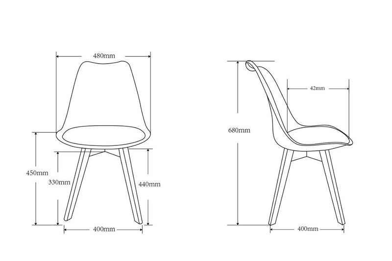 Fraser Country Set of 4 Morden Dining Chair with Beech Wooden Legs - Grey