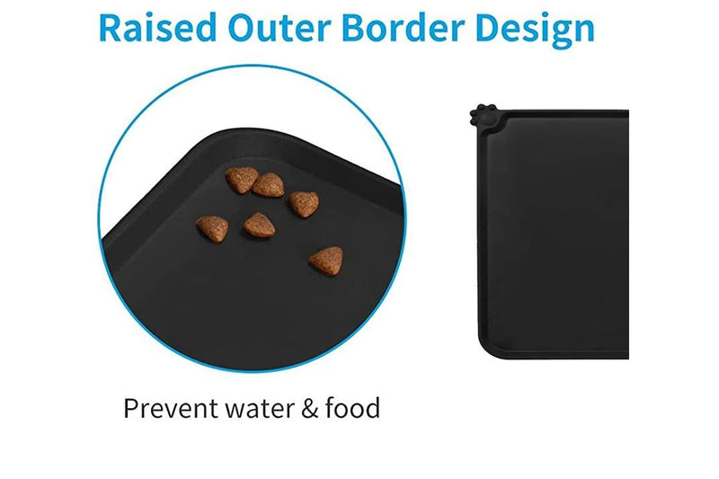 Non-Slip Waterproof Pet Feeding Mat - 54 x38cm (Black)