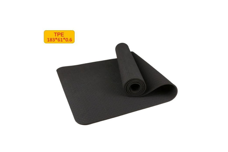 TPE 6mm BLACK Yoga Mat Extra Thick Gym Mat Fitness Excise Rubber Mat