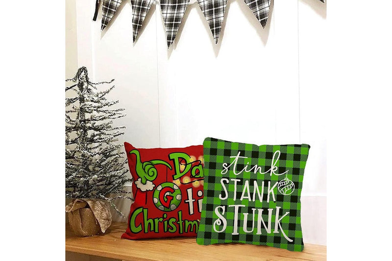 4Pcs Christmas Throw Pillow Case Cartoon Cushion Protector Cover Xmas Decor Style 2