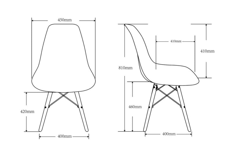 Fraser Country Set of 2 Modern Dining Chair with Beech Wooden Legs - Black