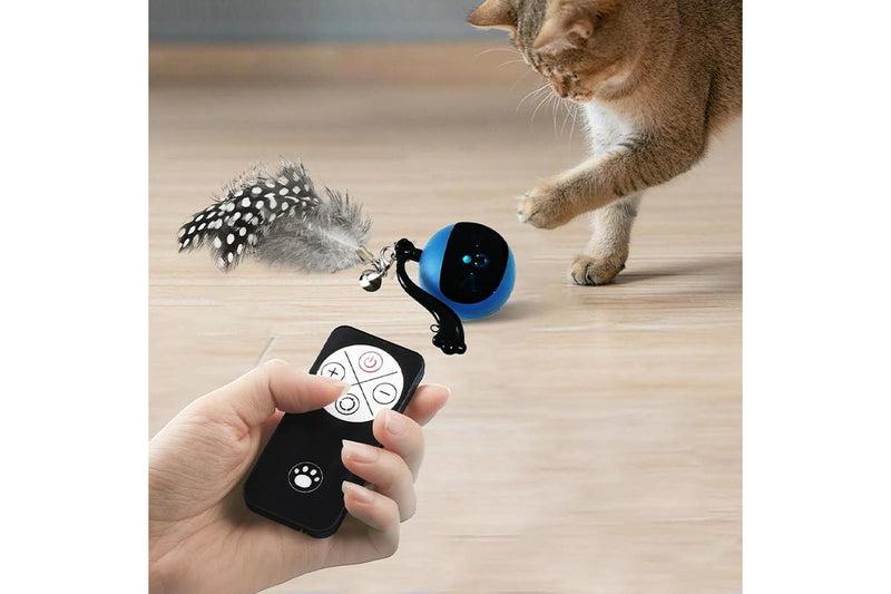 PETSWOL Interactive Cat Toy Ball with Remote Control - Blue