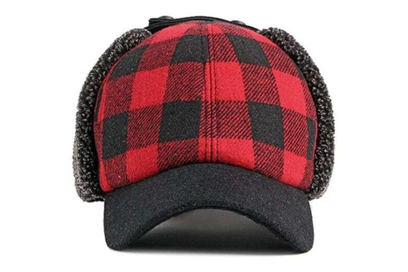 Men's Thick Warm Plaid Ear Protective Hat Fashion Baseball Cap Multi Oversize - Standard