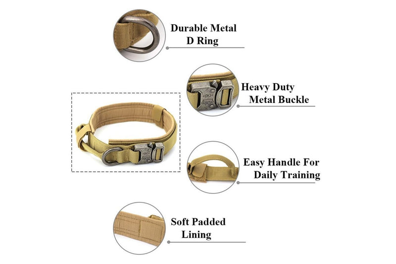 Adjustable Military Tactical Dog Collars With Handle - Army Green - L (43-50Cm)