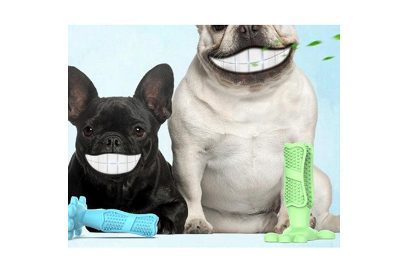 Dog Toothbrush Stick Natural Rubber Bite Resistant Chew Toys For Dogs Pets Oral Care Dental Brushing Large - Green - Standard