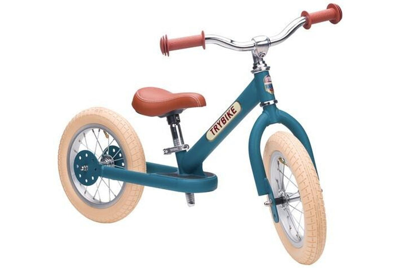 Trybike: 2-In-1 Steel Balance Bike - (Matte Blue/Brown)