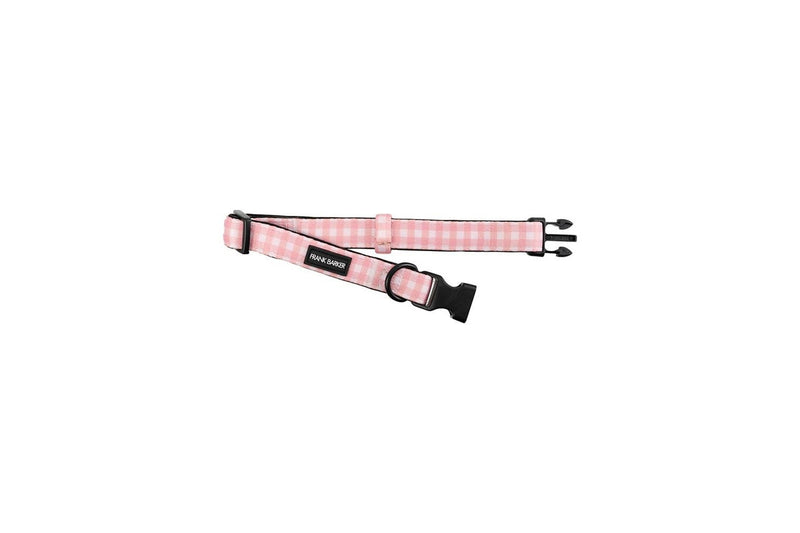 Frank Barker Adjustable 25-40cm Plaid Gingham Pet Dog Collar Neck Strap S Pink