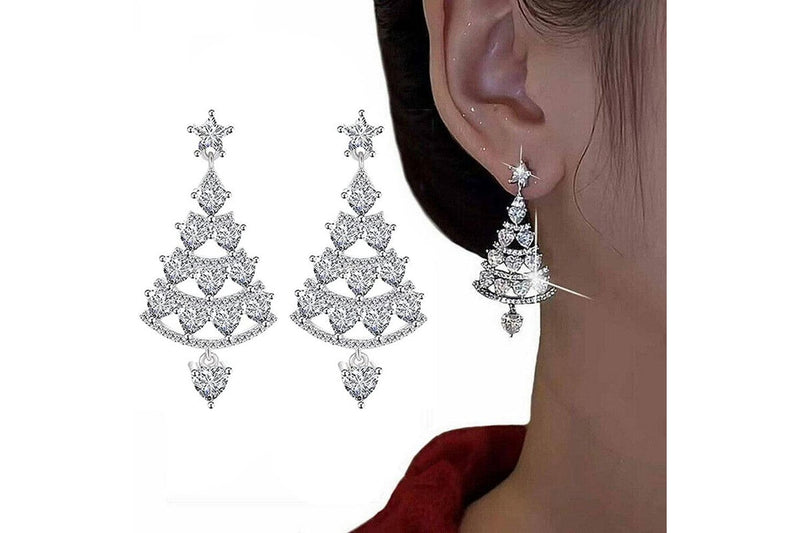 2 Pairs of Earrings Stud Christmas Tree Jewellery Women Gift