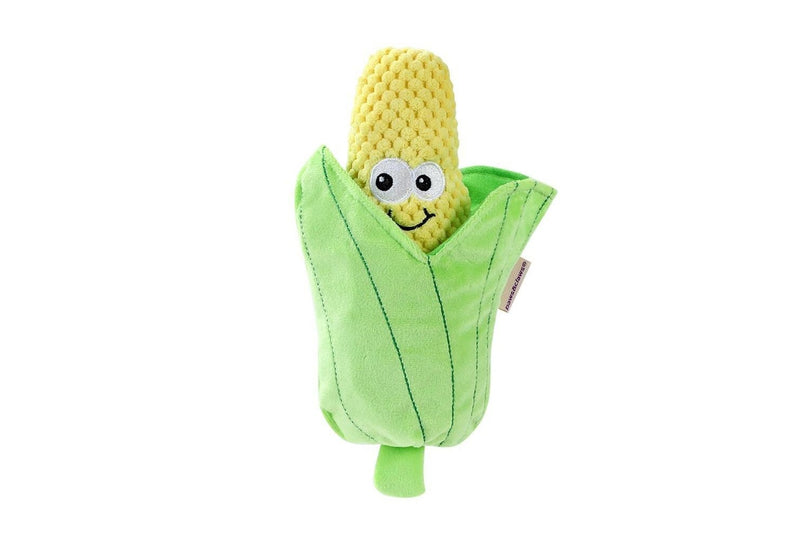 2x Paws & Claws 26cm Veggie Soft Plush Corn Cob Dog Interactive Toy w Squeaker