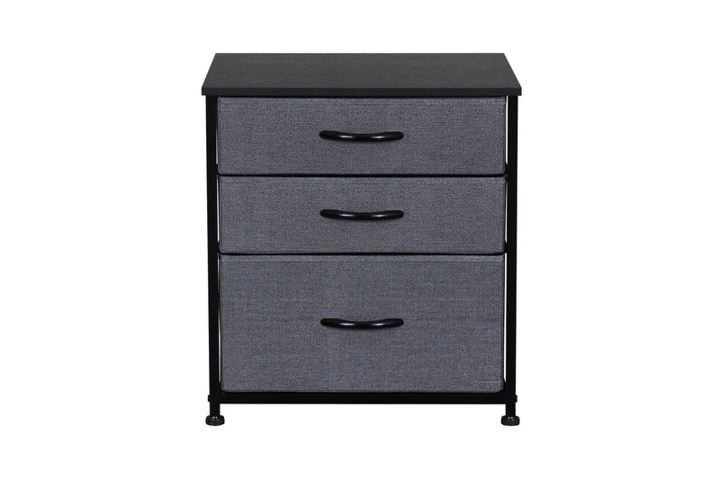 Ovela 3 Drawer Nightstand Bedside Table - Dark Grey