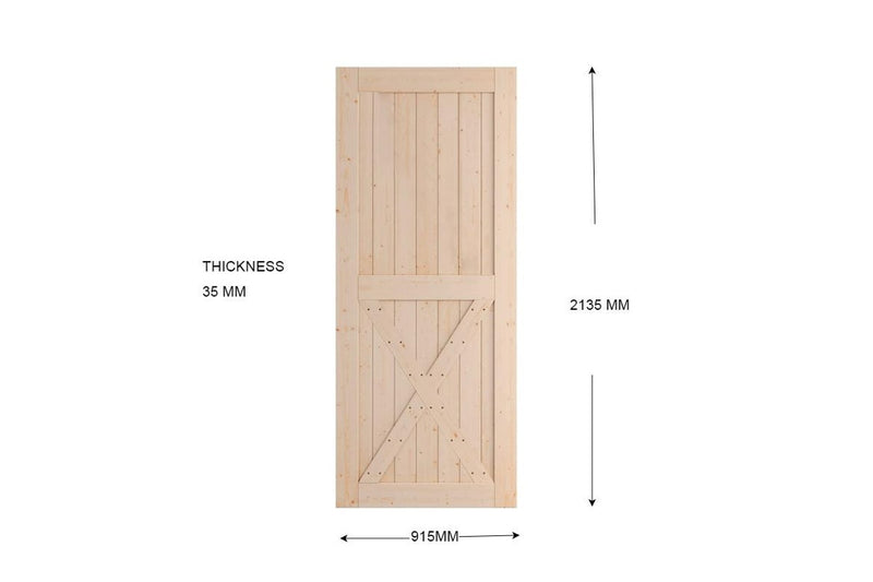 Fraser Country X Shape Wood Barn Door with Installation Hardware Kit