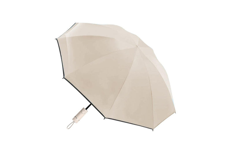 Automatic Folding Umbrella Inverted Umbrella Reverse Umbrella UV Protection Sun Umbrella with Safe Reflective Stripe Beige