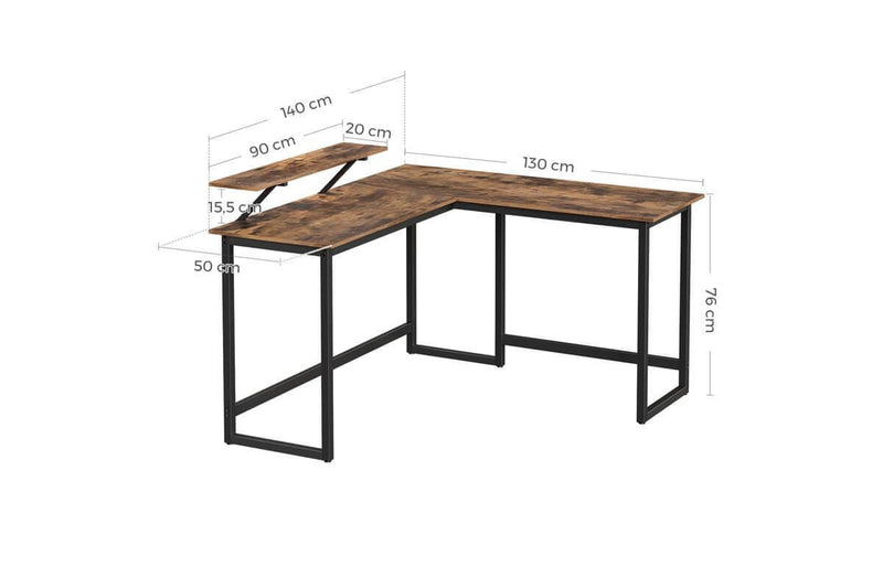 Vasagle L-Shaped Computer Desk with Monitor Stand- Rustic Brown