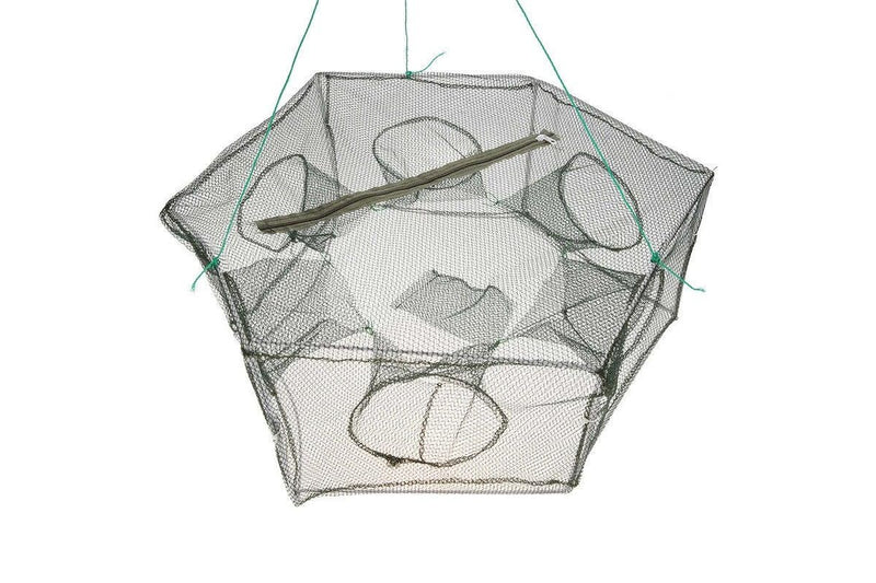 Foldable Fishing Net Hexagon 6 Hole Shrimp Cage Trap Minnow Crab Baits Mesh - Standard