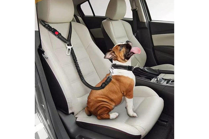 3-in-1 Removable Dog Seat Belt Harness for Car Retractable Reflective Bungee Dog Seatbelt Black