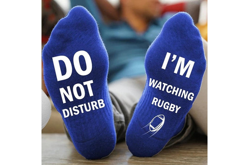 Pair of I'M WATCHING Unisex RUGBY Rugby Socks for Football Lover Blue