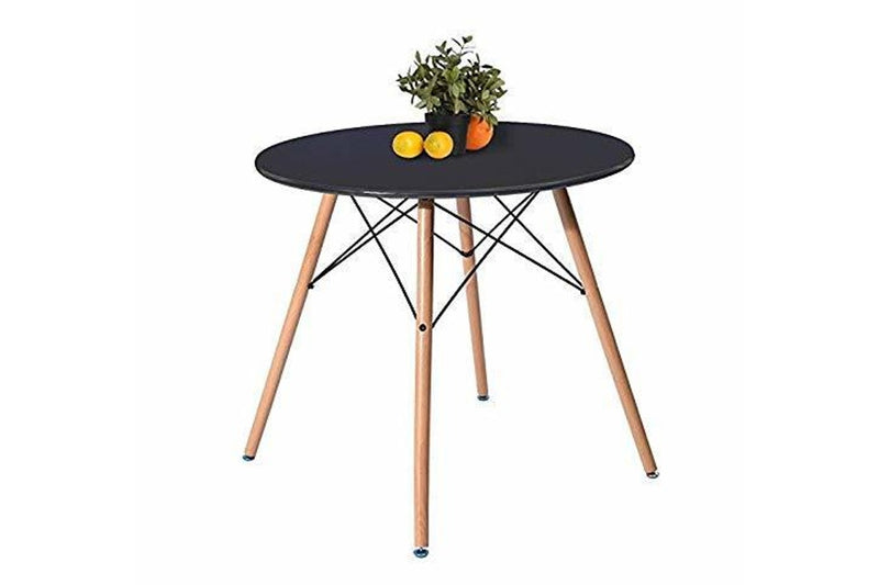 Fraser Country: Elegant Round Dining Table with Beech Wooden Legs - Black