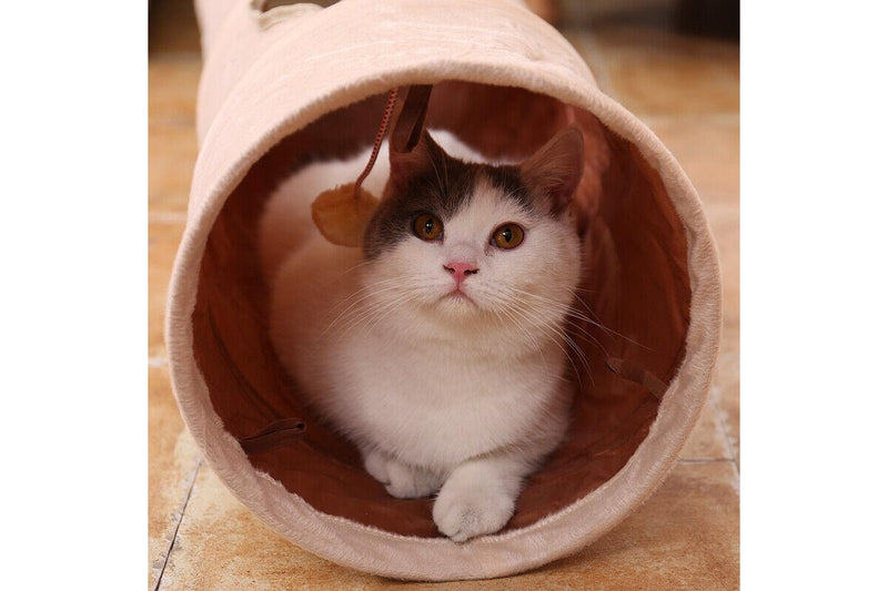 Pet Cat Tunnel Crinkly Tent with Ball Play Holes Collapsible Hiding Tube Cat Toy