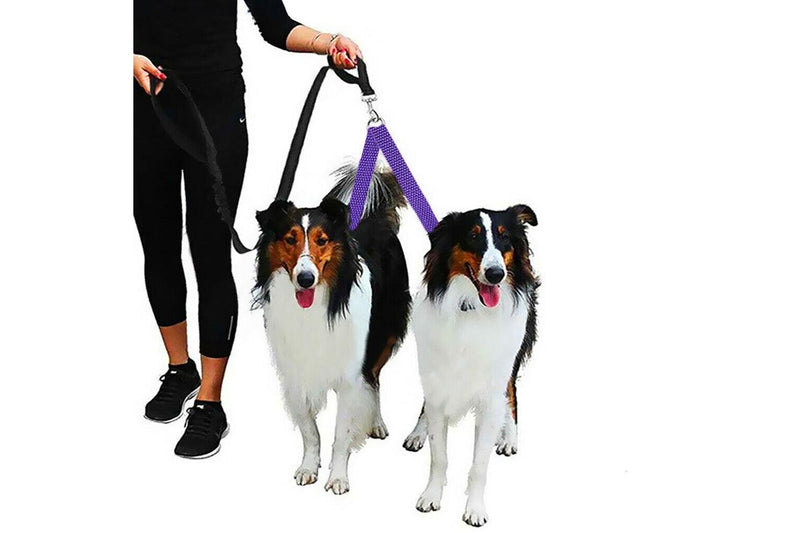 Adjustable Dual Dog Leash No Tangle Coupler Double Pet Puppy Leash Purple