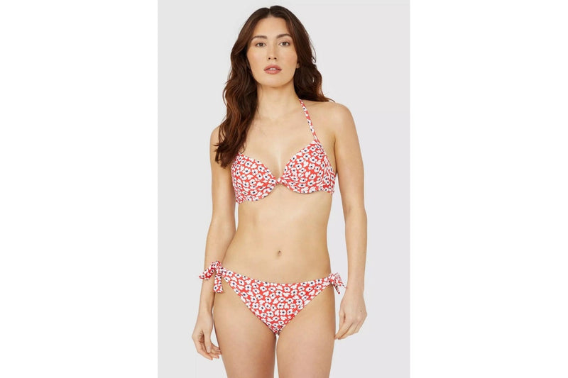 Debenhams Womens/Ladies Ditsy Print Underwired Bikini Top (Red) (38D)