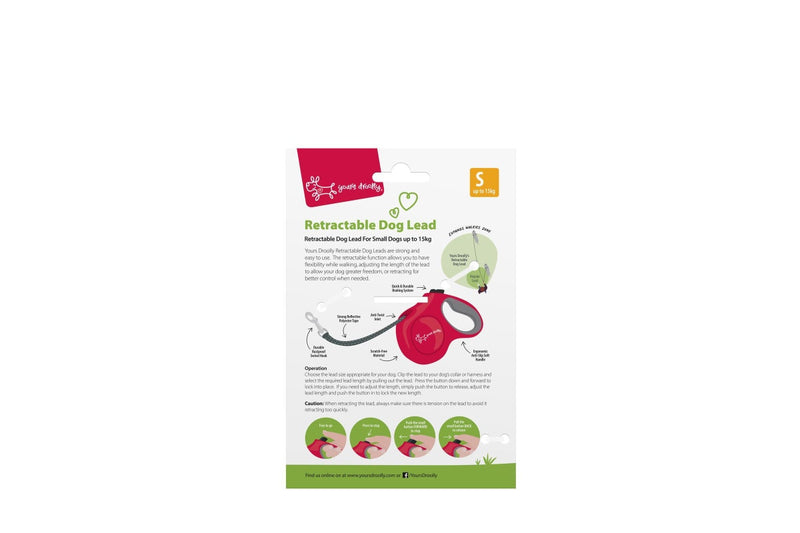 Yours Droolly: Retractable Lead - Small/Red