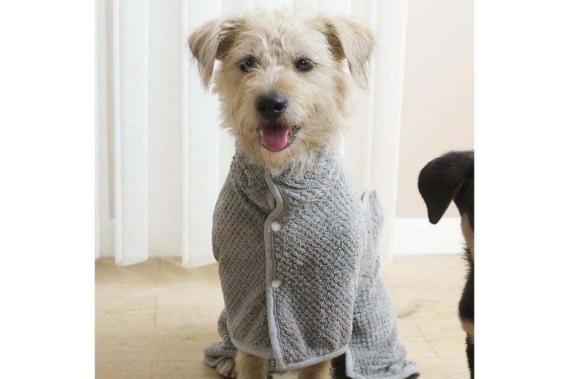 PETSWOL Medium Dog Bath Robe - Gray