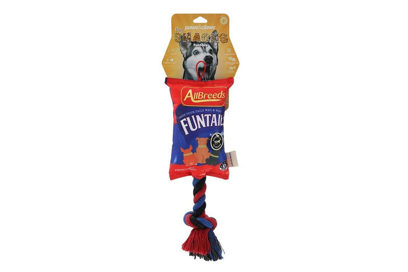 2x Paws & Claws Funtails Pet Dog 39cm Lollies Snacks Oxford Tugger w Rope Toy