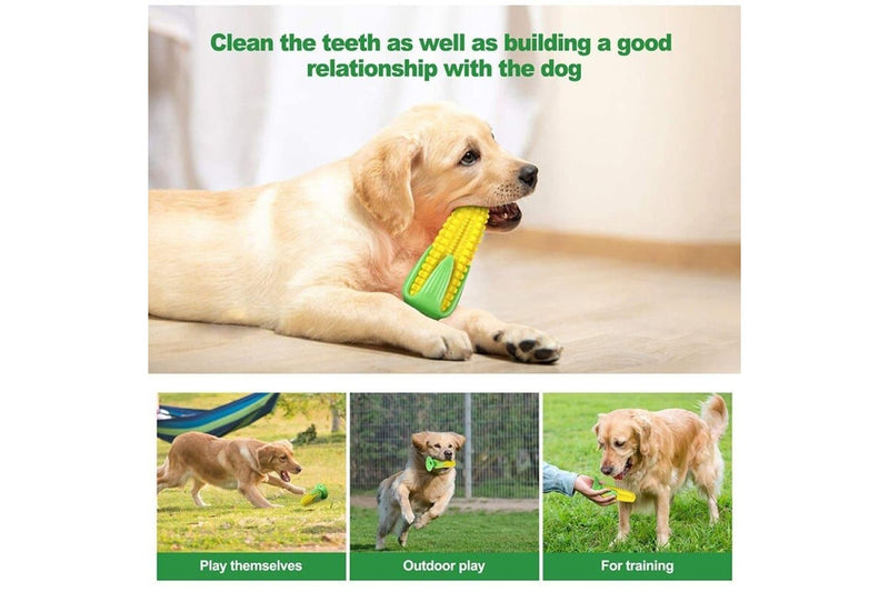 Durable Rubber Squeaker Corn Shaped Dog Chew Toy Teething Stick Calm Anxiety