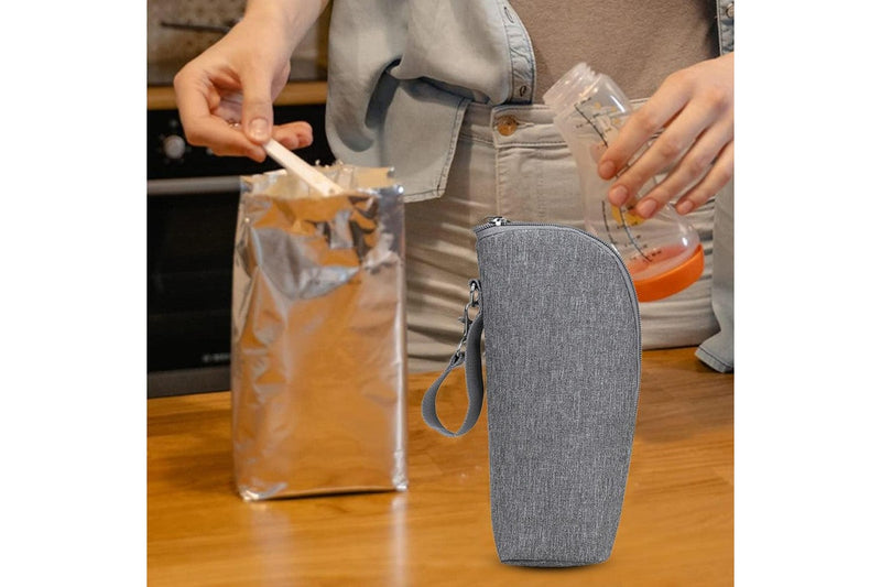 Portable Baby Feeding Milk Bottle Warmer Bag Insulation Thermal Bag Baby Bottle Holder Grey