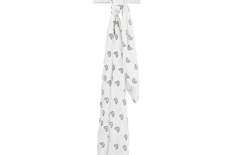 Lulujo: Muslin Bamboo Swaddle - Black Rainbow