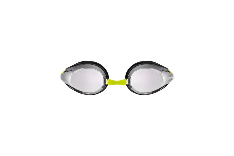 Arena Racing Tracks Junior Mirror Swimming Goggles - Silver/Black/Fluro Yellow