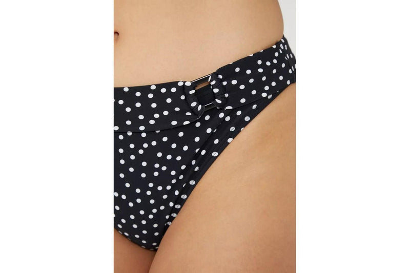 Gorgeous Womens/Ladies Spotted Ring Detail Bikini Bottoms (Monochrome) (10 UK)