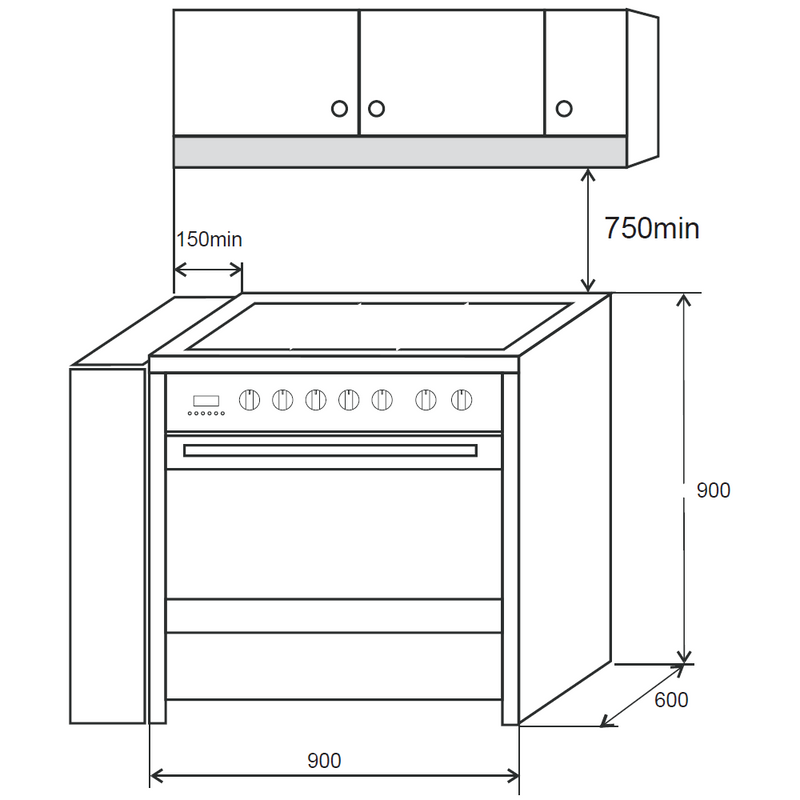 Vogue Freestanding Oven 90cm with Induction Cooktop - SS