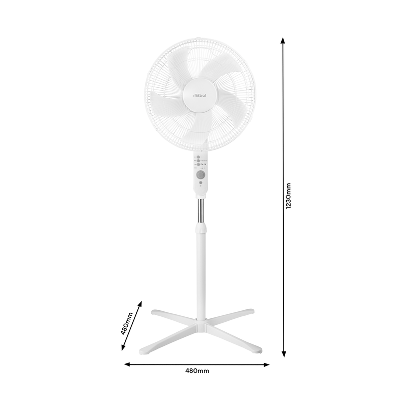 Mistral 40cm White Pedestal Fan With Remote