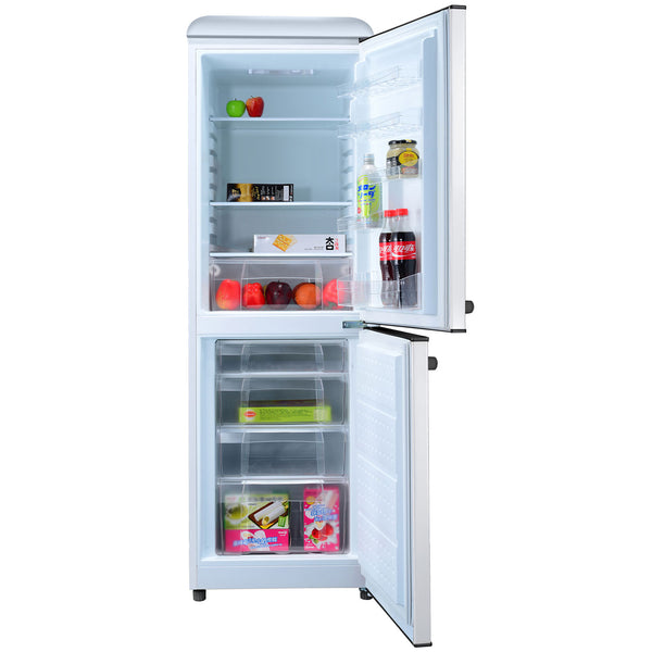 Retro 213L Upright Bottom Mount Fridge Freezer - White
