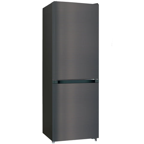 Vogue 250L Upright Fridge Freezer Black SS Bottom Mount Freezer