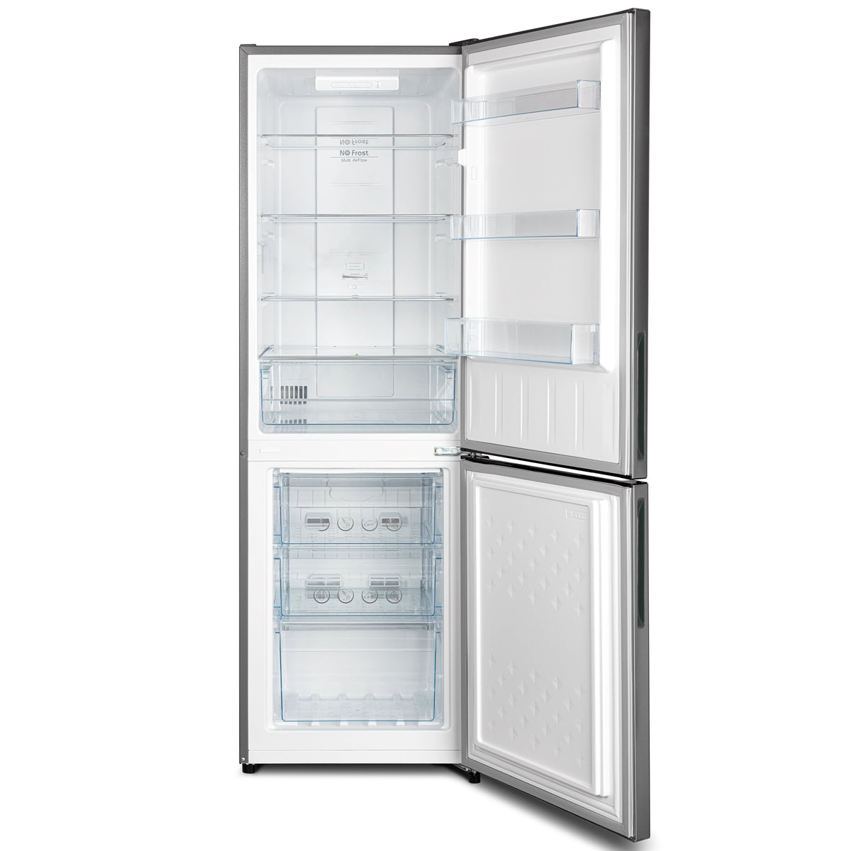 Vogue 250L Upright Fridge Freezer Black SS Bottom Mount Freezer