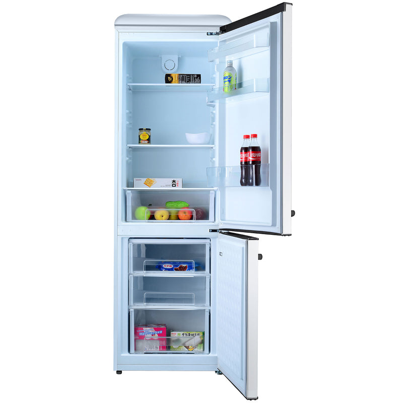 Retro 300L Upright Bottom Mount Fridge Freezer - White