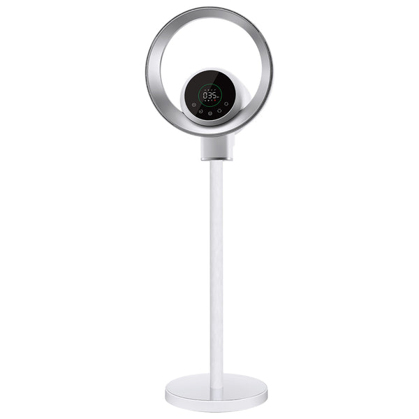 Smart Bladeless Fan with Humidity Sensor and Air Purifier - White