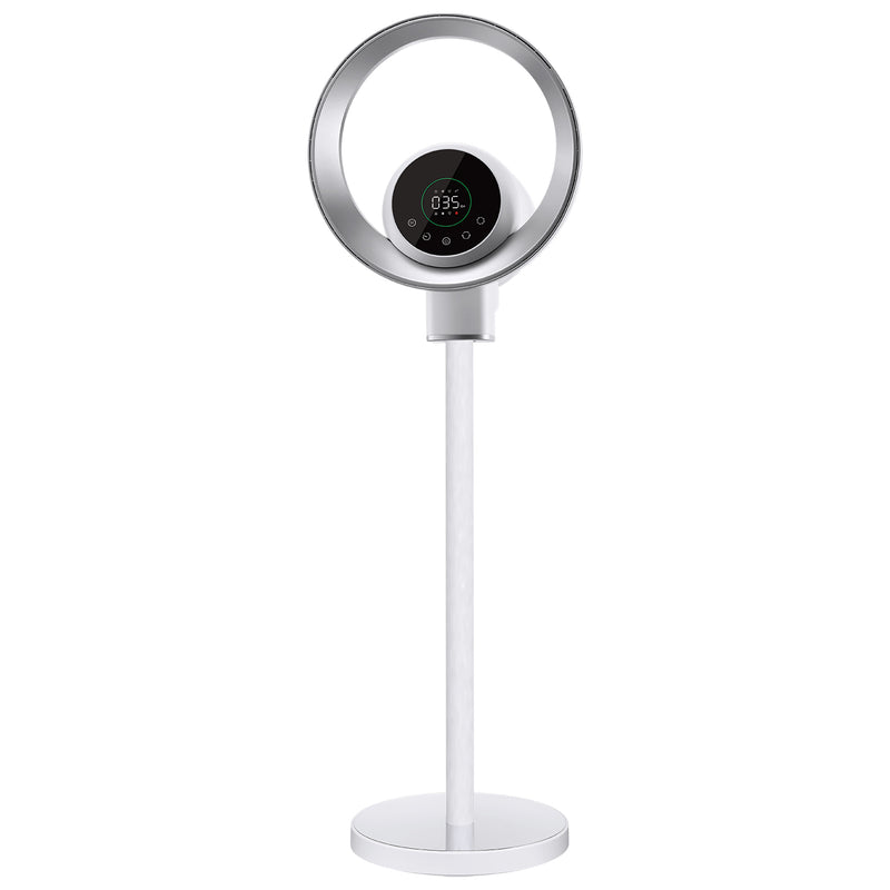 Smart Bladeless Fan with Humidity Sensor and Air Purifier - White
