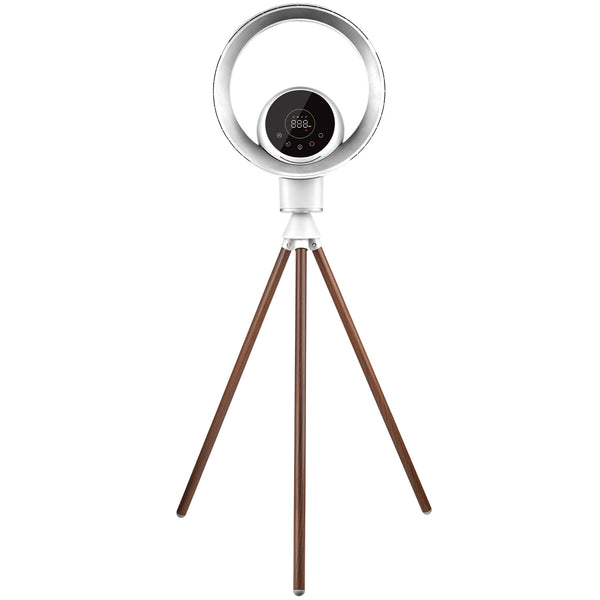 Smart Bladeless Tripod Fan and Air Purifier with Humidity Sensor - Woodgrain