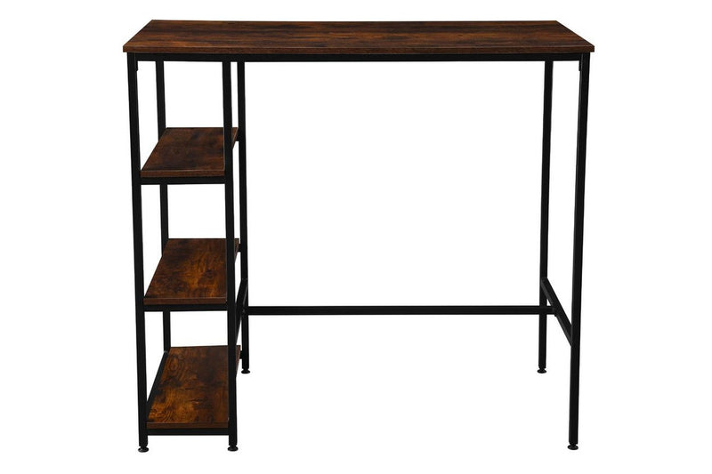 Rectangular Bar Table with Three Shelves - Rustic Brown