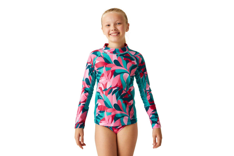 Regatta Childrens/Kids Hoku II Tropical Leaves Swim Top (Tahoe Blue) (3-4 Years)