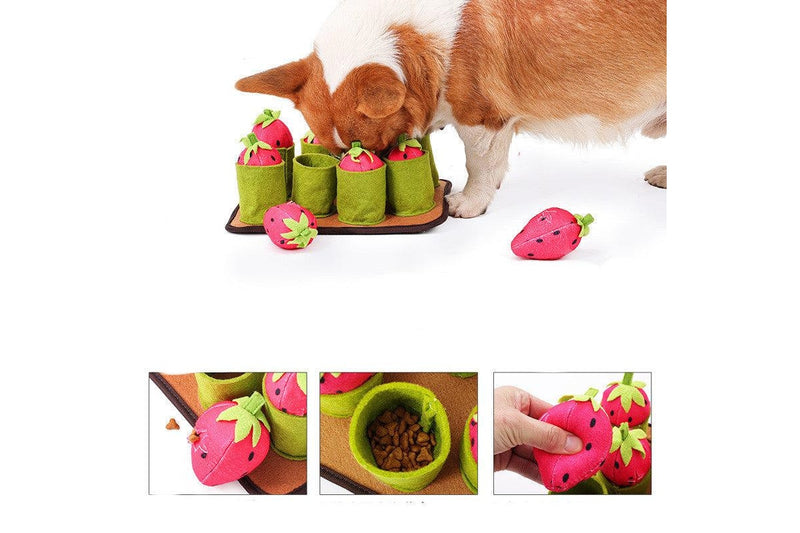 Strawberries Pull Out Snuffle Mat Dog Slow Feeding Treat Toy - One Size - Set Of 1