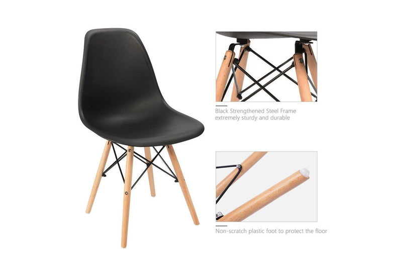 Fraser Country Set of 2 Modern Dining Chair with Beech Wooden Legs - Black