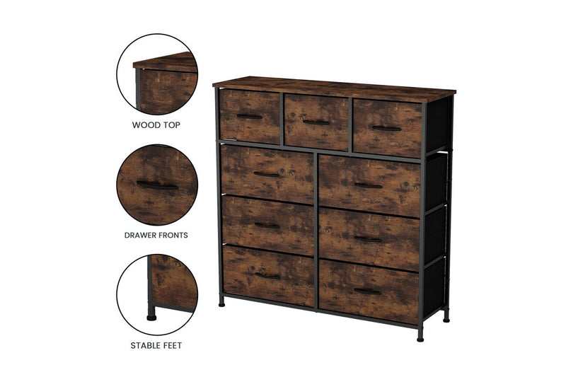 Fraser Country 9 Drawer Storage Chest - Rustic Walnut